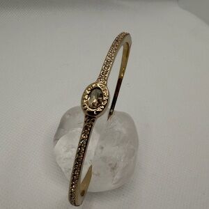 Coach Gold-Tone Crystal Hinged Bangle Bracelet